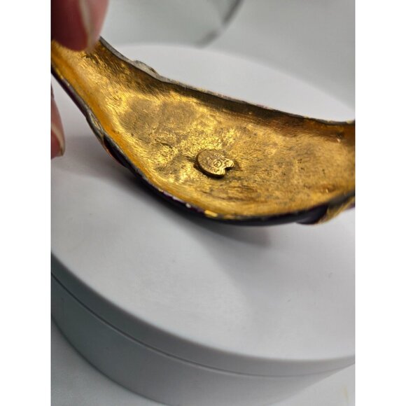 Original by Robert Signed Vintage Hinged Bangle Cuff Bracelet Purple Enamel - Picture 8 of 8